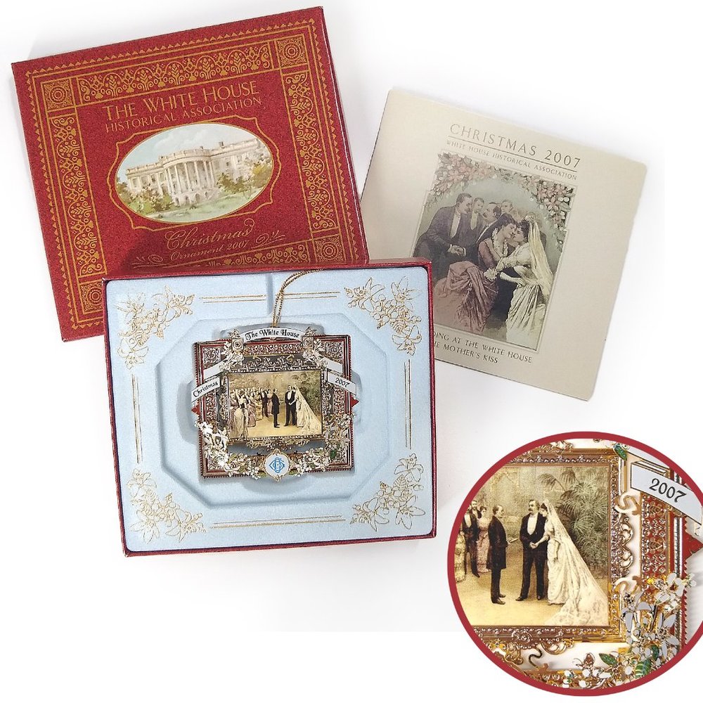2007 Gold-plated White House Christmas Ornament The Wedding Cleveland, Orig Box